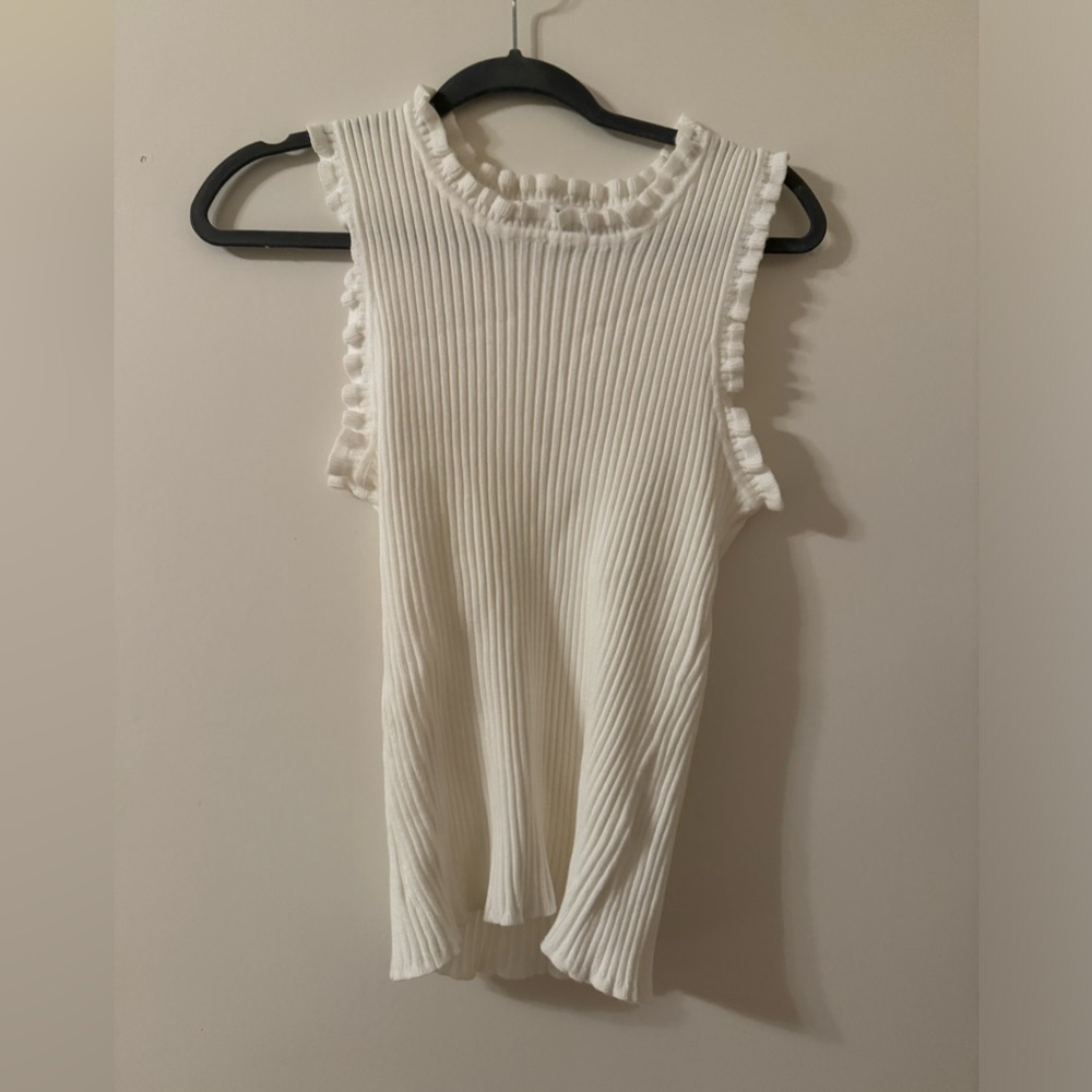 Gilli Ribbed White High Neck Tank top